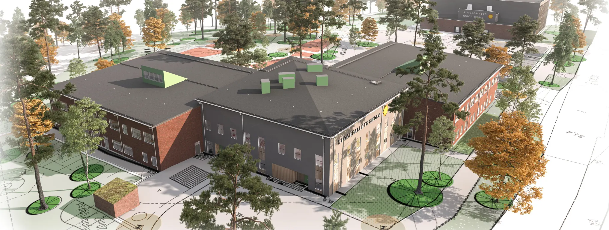 Skolområde sett från luften