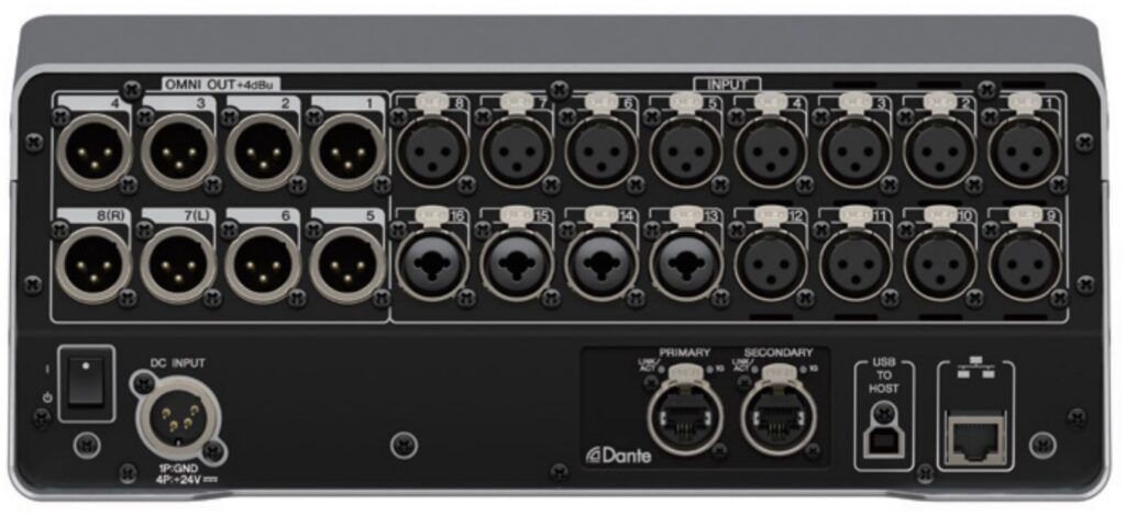 Bild på baksidan av Yamaha DM3 Digitalmixer i kompakt format